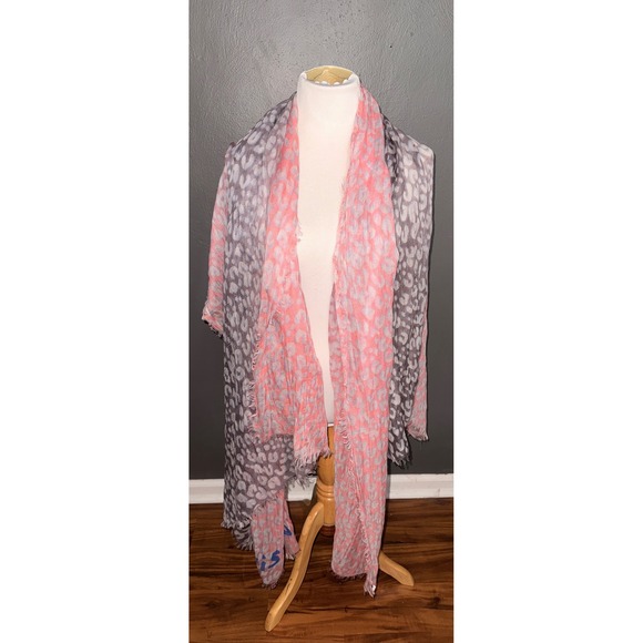 RARE Louis Vuitton Stephen Sprouse Leopard Scarf Pink Grey Graffiti Logo Italy - Picture 2 of 9